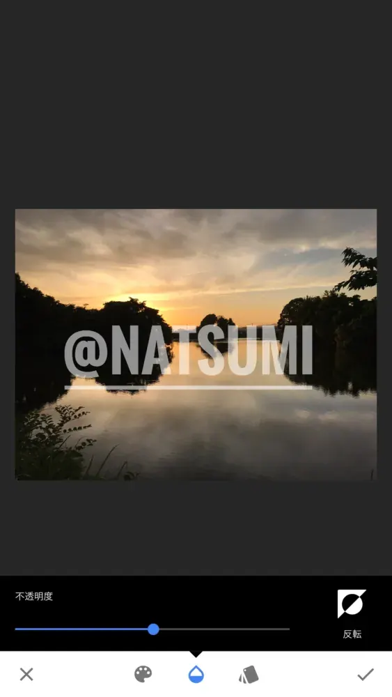 Pantalla para cambiar la opacidad del texto en Snapseed